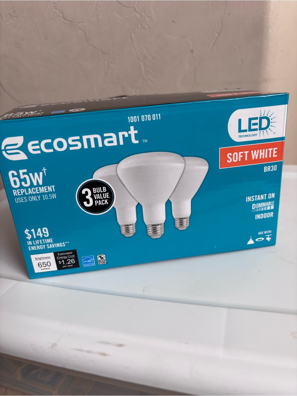 Soft White BR30 LED Flood Light Bulb 3-Pack - White